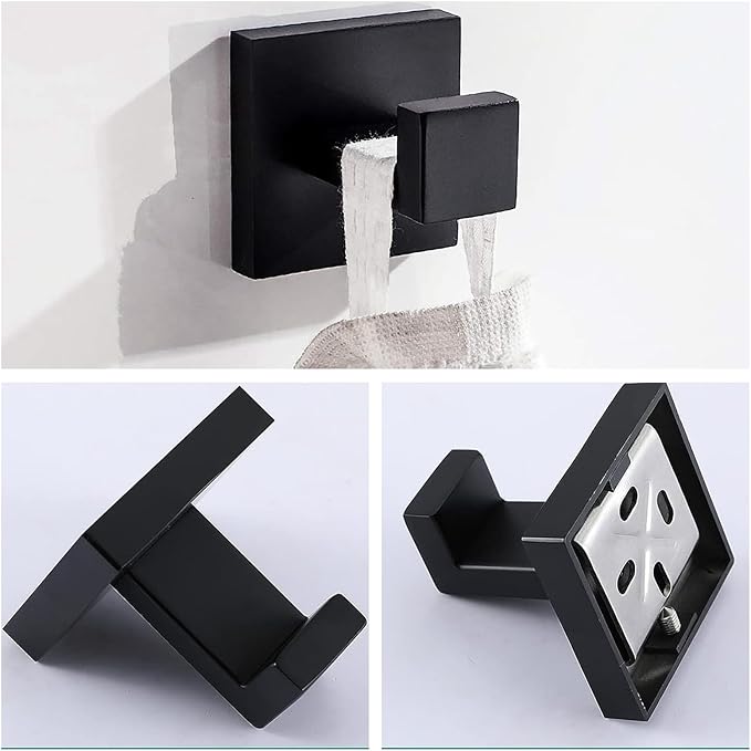 Bathroom Hardware Set Bathroom Accessories Set SUS304 Towel Bar Set Includes Towel Bar Inch+Towel Holder+Toilet Paper Holder+Towel Hook (4, Matte Black)