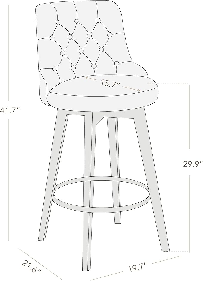 Watson & Whitely Bar Stools, 360° Swivel Upholstered Bar Stool with Back, 30" H Bar Height Barstools, Set of 2, Performance Fabric in Flint Grey