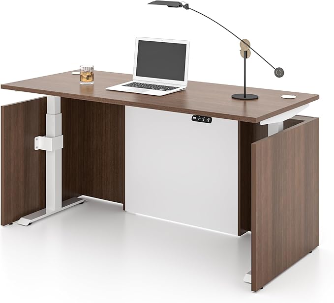Adjustable Height Executive Standing Desk - Dual Motor Electric Sit-Stand Workstation with 4 Memory Handsetctric Sit-Stand Desk with Lockable Storage