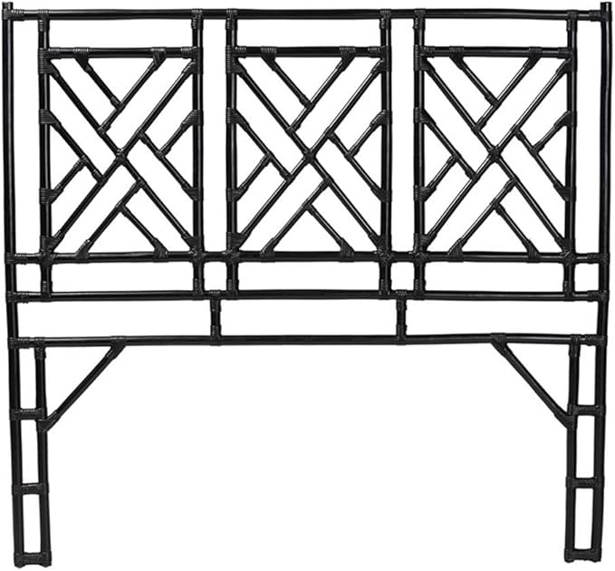 Pemberly Row Bohemian Black Natural Rattan King Size Standalone Headboard
