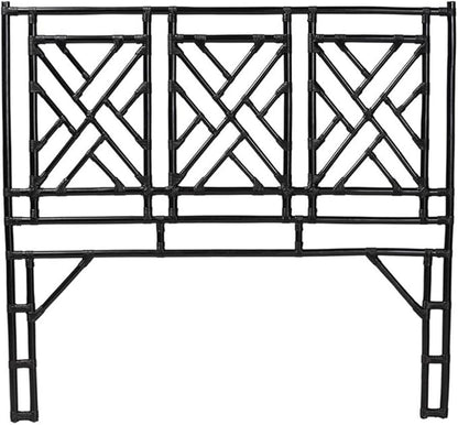 Pemberly Row Bohemian Black Natural Rattan King Size Standalone Headboard