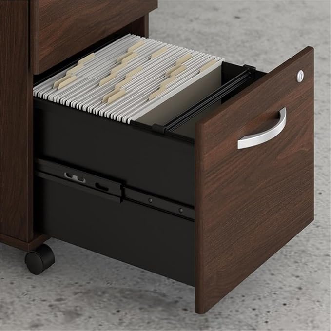 Pemberly Row Engineered Wood 72W x 30D Desk w/Hutch & Drawers in Black Walnut