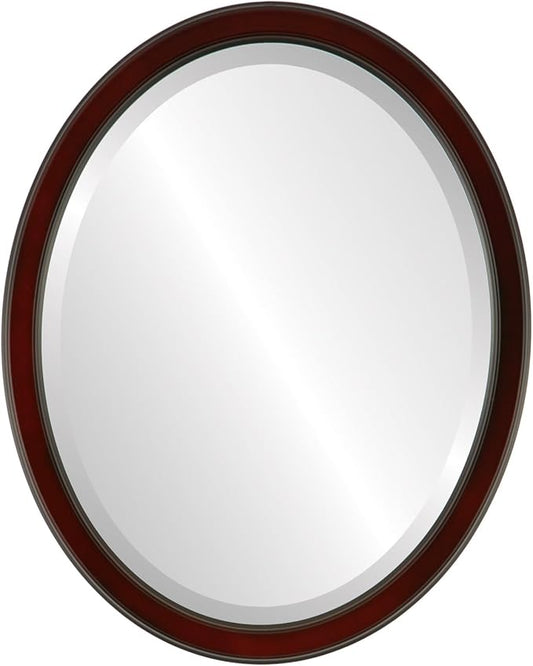 OVALCREST Oval Beveled Wall Mirror for Home Decor - Toronto Style - Rosewood - 22" x 18"