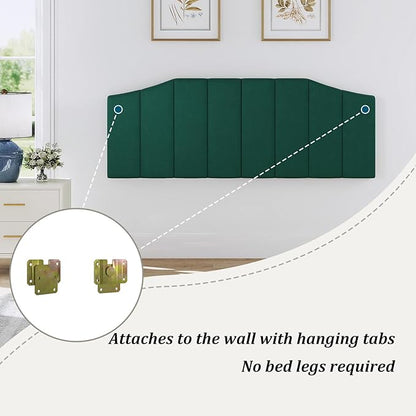 Velvet Queen Size Headboard, Upholstered Headboard Queen/Full Size Wall Mount and Bed Frame Mount, Featuring High-Density Sponge Padding Luxury Texture Easy Assembly Comfort Style-Jade