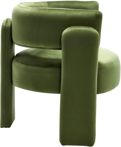 Set of 2 Accent Chairs with Arms, Upholstered Barrel Armchair with Curved Back, Comfy Single Side Chair for Reading, Living Room, Home Office, Green