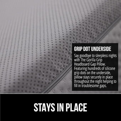 GORILLA GRIP Patent Pending King Bed Wedge Pillow Headboard Gap Filler, US Designed, Comfortable Supportive High Density Foam Pillows, Stay in Place Gripping Dots, Wedges Between Mattress, Soft Gray