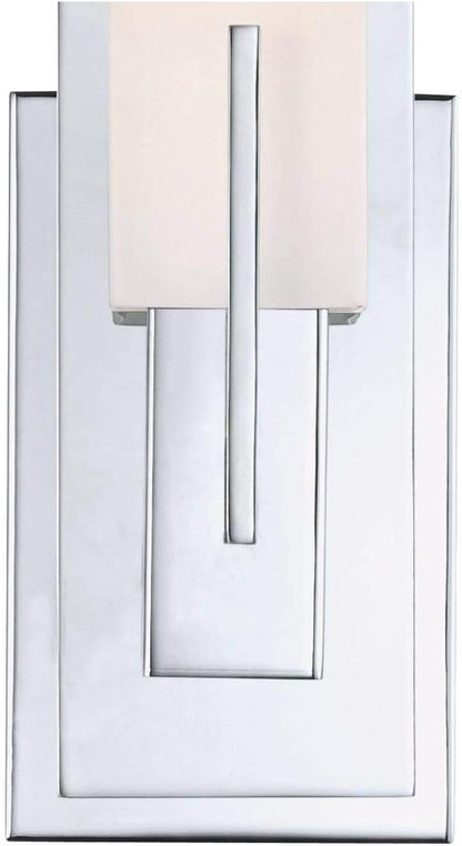 Possini Euro Design Midtown Modern Wall Mount Light Sconce Chrome Hardwired 15" High Fixture Rectangular Opal White Glass for Bedroom Bathroom Bedside Living Room Home Hallway Dining Kitchen