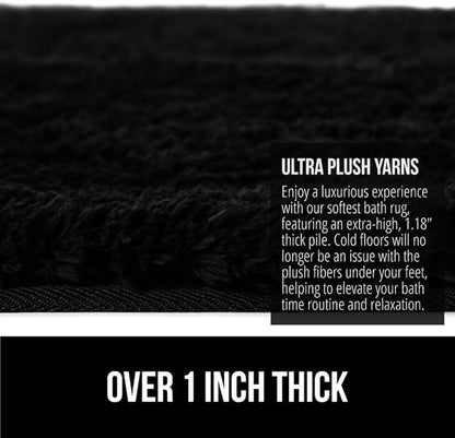 GORILLA GRIP Bathroom Rugs, Ultra Soft Absorbent Mat, Thick Plush Bath Rug, Machine Washable, Microfiber Quick Dry, Mats for Shower, Bathtub and Floor, Home Decor Accessories, 24x17, Black