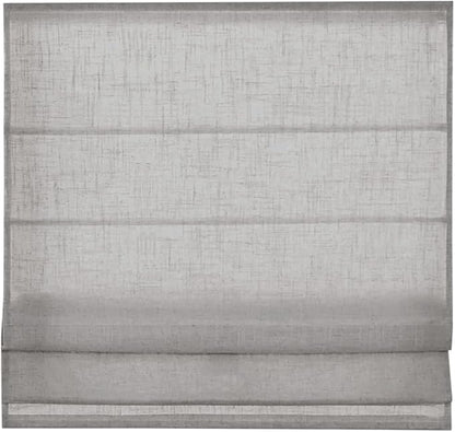 Madison Park Kyler Cordless Roman Shades - Single Panel, Lightweight Linen Blend Fabric, Natural Design, Easy Installation, Light Filtering Window Blind, Bedroom, Living Room Decor 35" W x 64" H Grey