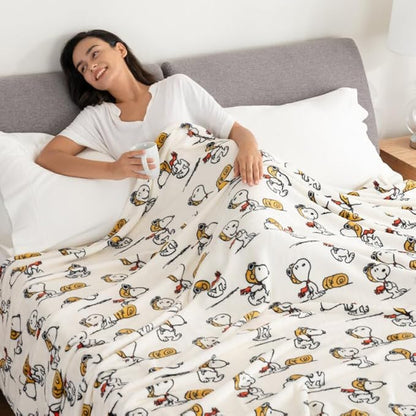 Berkshire Blanket Peanuts® VelvetLoft® Cute Character Snoopy Plush Blanket,The Flying Ace,Full/Queen 90 in x 90 in (Official Peanuts® Product)