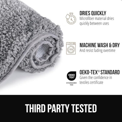 GORILLA GRIP Ultra Soft Plush Bathroom Rugs with Textured Rubber Backing, 40 x 24 Absorbent Quick Dry Bath Mat, Machine Washable Shower Mats, Home Décor Accessories Bathmat Rug Essentials, Beige