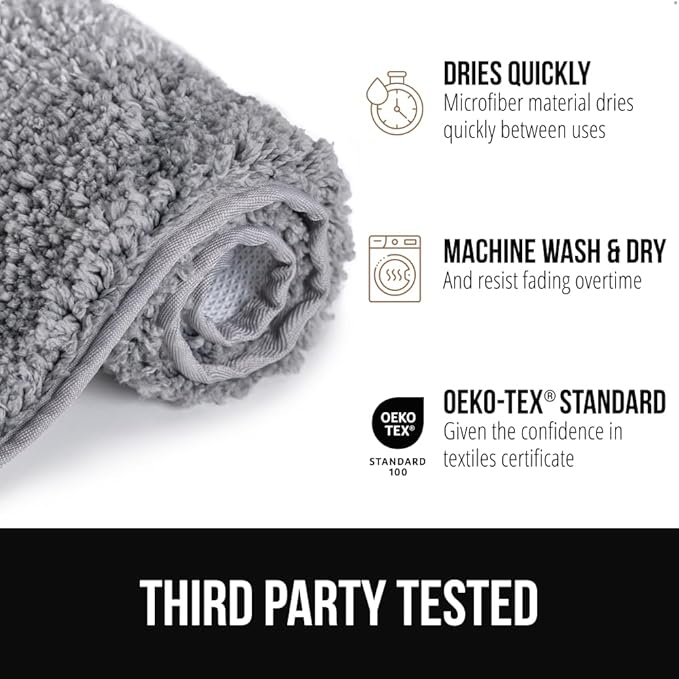 GORILLA GRIP Ultra Soft Plush Bathroom Rugs with Textured Rubber Backing, Absorbent Quick Dry Bath Mat, Machine Washable Shower Mats, Home Décor Accessories Bathmat Rug Essentials, 24 x 16 Ivory
