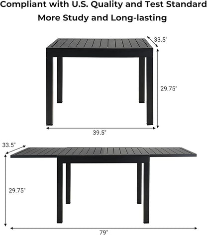 Grand patio 7-Piece Outdoor Dining Set for 6 with 1 Rectangle Expandable Table for 4-6 Person, Metal Woven Wicker Fixed Patio Chairs with Thickened Cushions for Yard, Poolside, Deck (Natural)