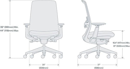 Haworth Soji Office Chair with Ergonomic Adjustments and Lumbar Support, Flexible Mesh Back (Carbon)