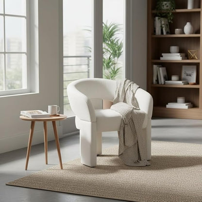 LukeAlon Mid Century Modern Velvet Accent Chairs Set of 2 – Round Barrel Back Armchairs, Comfy Upholstered Lounge Chairs for Living Room, Bedroom, Office, Waiting Rooms, Beige