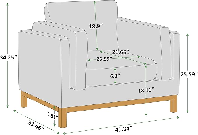 VANOMi 41.34" Oversized Accent Chair Set of 2, Chenille Armchair Living Room Chairs with Wide Armrest Pads Solid Wooden Legs, Reading Chair for Bedroom, Apartment, Office