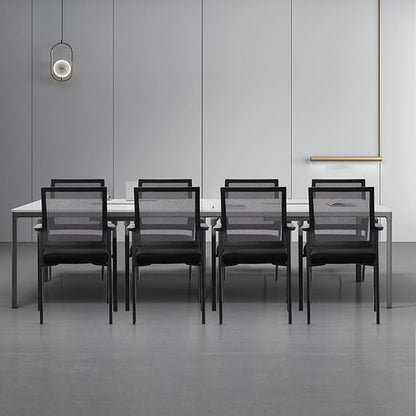Ergonomic Mesh Guest Chair – No Wheels, Lumbar Support Design, Thick Cushion & Padded Arms – for Office Reception, School, Church Waiting Rooms, Lobby – Black 8PK