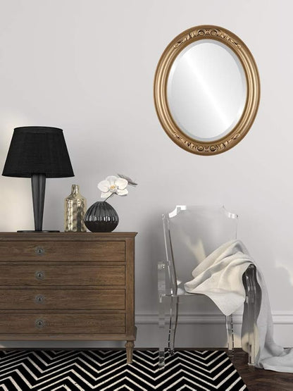 OVALCREST Oval Beveled Wall Mirror for Home Decor - Florence Style - Desert Gold - 40" x 28"