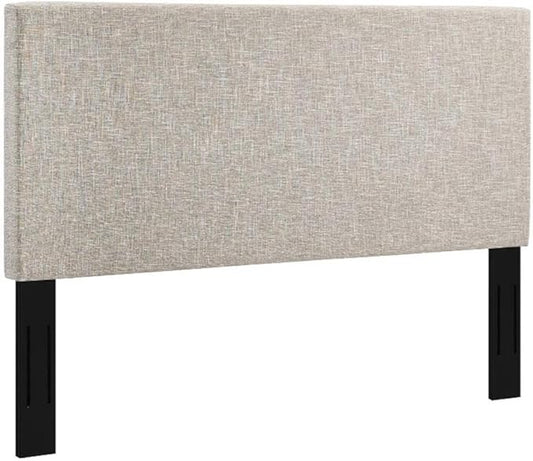 Pemberly Row Full/Queen Upholstered Linen Fabric Headboard in Beige