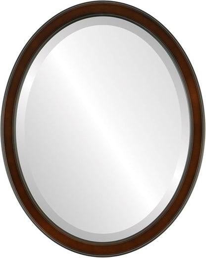 OVALCREST Oval Beveled Wall Mirror for Home Decor - Toronto Style - Walnut - 18" x 14"