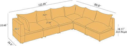 VANOMi Modular Sectional Sofa, 6 Seater Sectional Sofa Modular Sectional Couch for Living Room, V Shape Sofa