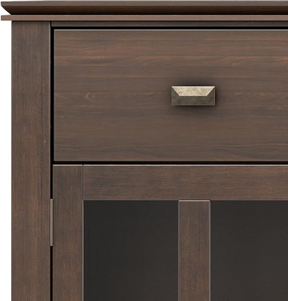 SIMPLIHOME Artisan Buffet - 54 inch Wide Solid Wood 3-Door Sideboard Buffet in Natural Aged Brown, Transitional Storage Cabinet for Dining Room or Kitchen with Adjustable Shelves and Bronze Hardware