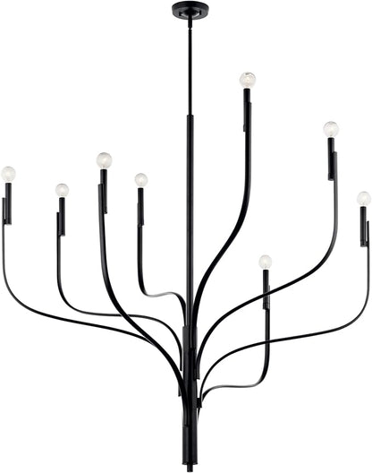 KICHLER Livadia 8-Light Chandelier, Soft Modern-Light in Black, for Foyer, Great Room, or Vaulted Dining or Bedroom (47.75" x 47.75"), 52675BK