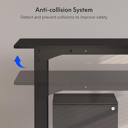FLEXISPOT4 Legs Standing Desk 78 x 32 Inch Electric Adjustable Height Desk with Splice Board Home Office Sit Stand Up Desk, Black Top + Black Frame