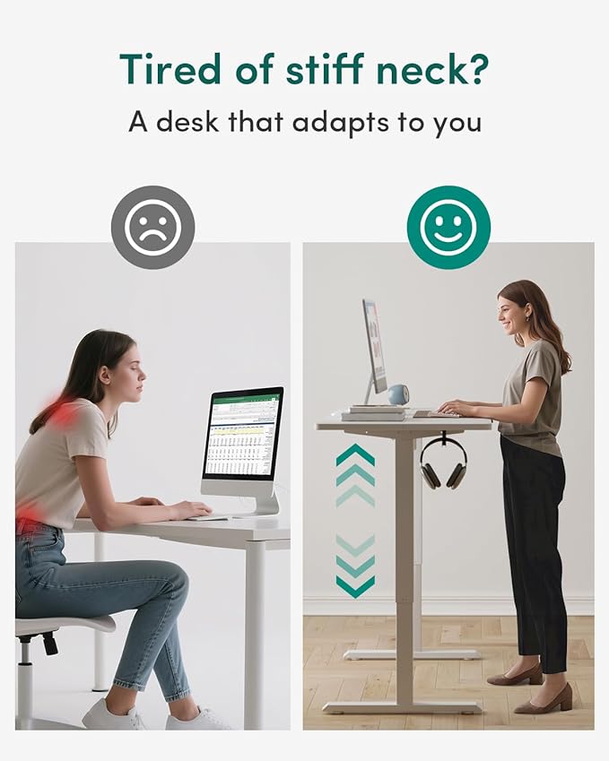 CubiCubi 40 x 24 Inches Electric Standing Desk, Height Adjustable Sit to Stand Desk, Home Office Table with Splice Board, White