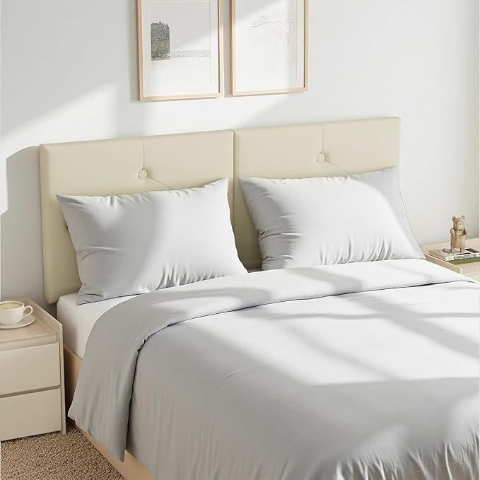 King Size Headboard Only, Faux Leather Headboard with Solid Wood & Sturdy Metal Legs, Adjustable Height Bed Headboards King Tufted Upholstered in Modern Button Design, Beige