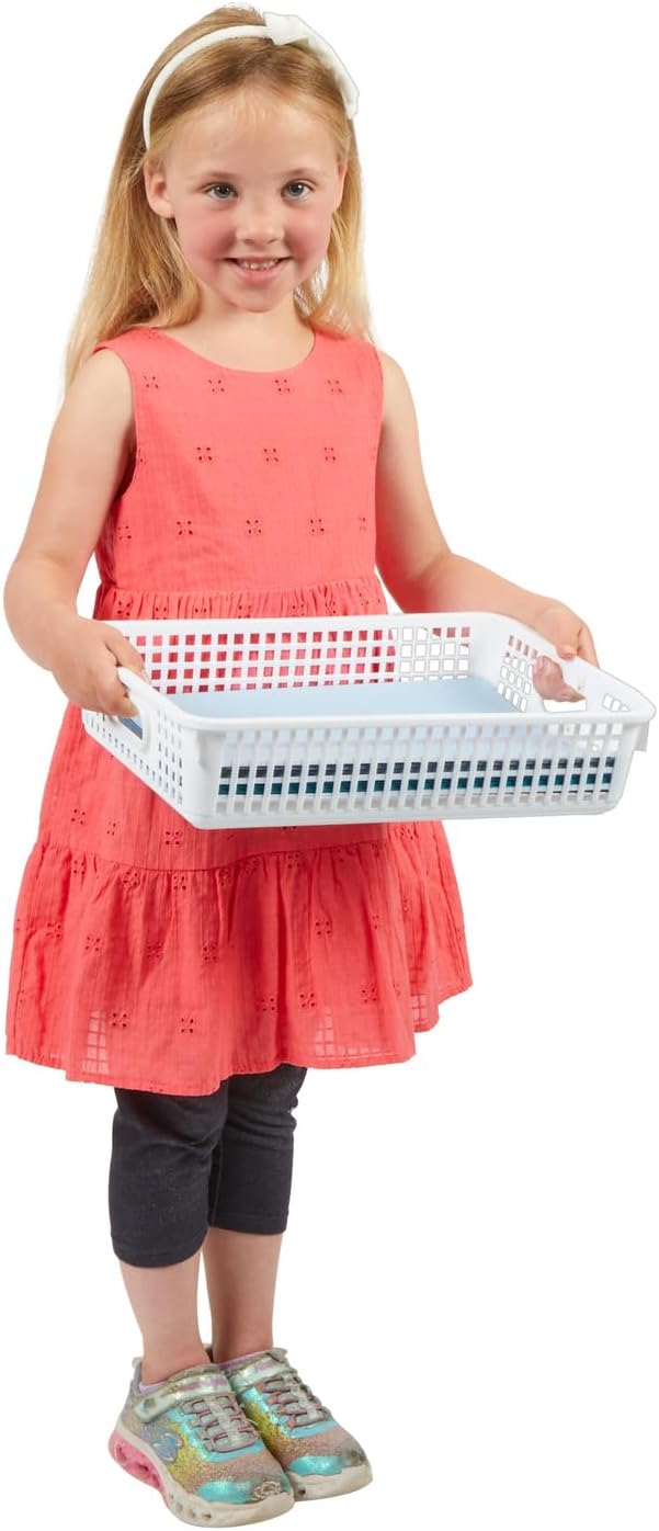 Really Good Stuff Paper Basket, 14" x 10" x 3-1/4" - 6 Pack, Tropics, Plastic Mesh Paper Basket for Classroom, Home and Office, Fits A4 Paper, Documents, Files, Magazines