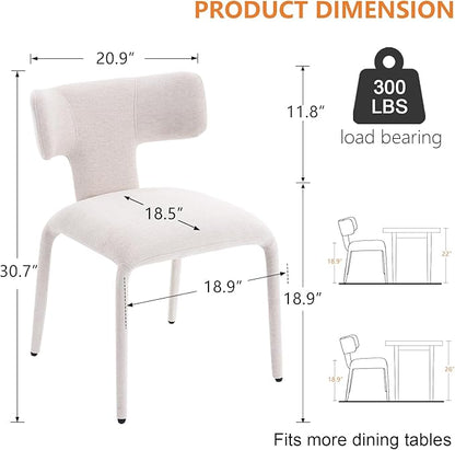 Kidol & Shellder Dining Chairs Set of 4,Modern Upholstered Fabric Dining Room Chairs with Curved Barrel Back,Armless Kitchen Chairs with Metal Legs and Padded Seat for Living Room and Bedroom Beige