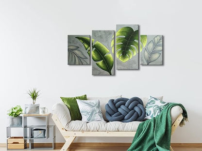 Wieco Art Botanical Paintings Wall Art on Canvas Abstract Green Leaves Canvas Wall Art for Living Room Bedroom Wall Decor Modern Artwork for Home Decorations