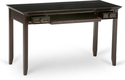 SIMPLIHOME Amherst Desk - 54-Inch Wide Solid Wood Writing Desk in Hickory Brown, Transitional Home Office Computer Table for Workspace or Study with 2 Drawers and Flip-Down Keyboard Tray