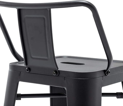 HAOBO Home 26" Low Back Metal Counter Stool Height Bar Stools [Set of 4] for Indoor/Outdoor Barstools, Matte Black