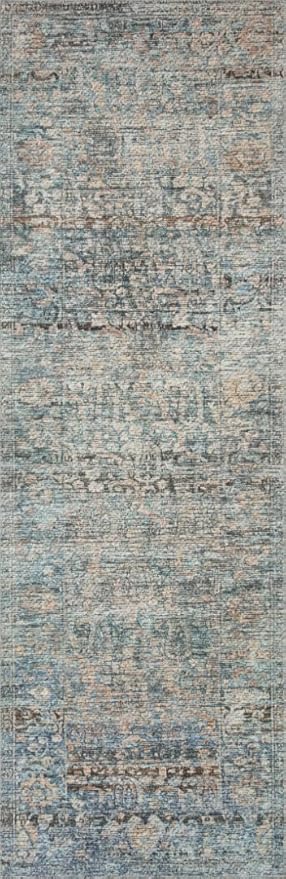 Loloi Amber Lewis Billie Collection, Denim & Blush 6'-0" x 9'-0" Area Rug – Antique & Distressed Accent Rugs for Living Room, Bedroom, Entryway & Hallway, No Shed High Traffic Area Home Decor Rug