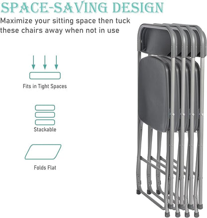20 Pack Plastic Grey Folding Chairs,Portable Party Chairs Stackable Commercial Seats with Steel Frame for Office Home Outdoor Indoor Wedding Party Patio Dinning Events,350lbs Capacity