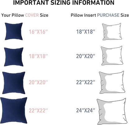 Leeden 26 x 26 Throw Pillow Inserts (Set of 2) with 100% Cotton Cover - 26 Inch Square Decorative Sofa Pillows for Sofa, Couch, Bed and Home Decor