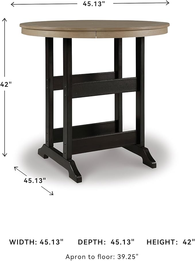 Signature Design by Ashley Fairen Trail Modern Round Bar Table with Umbrella Option , Black & Brown