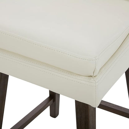 CHITA Counter Height Swivel Barstool with Back Set of 2, FSC Certified Upholstered Faux Leather Swivel Bar Stool, 26.8" H Seat Height, PU Leather in Pure White