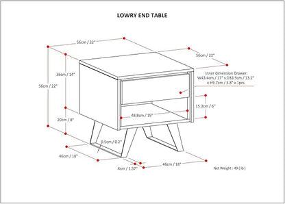 SIMPLIHOME Lowry Modern Industrial 22 inch Wide Metal End Side Table in Natural for The Living Room and Bedroom