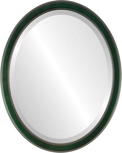 OVALCREST Oval Beveled Wall Mirror for Home Decor - Toronto Style - Hunter Green - 26" x 22"