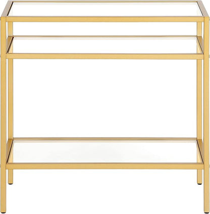 Henn&Hart 24" Wide Rectangular Rectangular Side Table in Brass, Table for Living Room, Bedroom