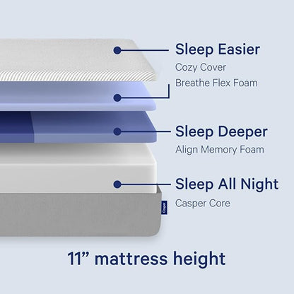 Casper Sleep Original Foam Full Mattress – Medium Firm Feel with Zoned Support – Motion Isolation – Breathable, Cooling Memory Foam – 100-Night Trial – CertiPUR-US