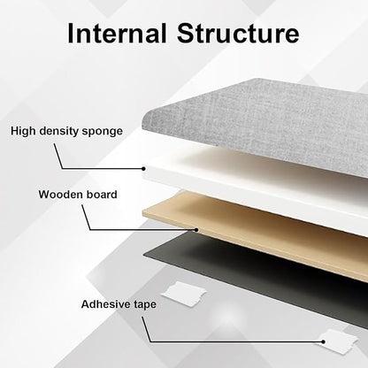 Upholstered Wall Mounted Headboard, 3D Soundproof Wall Panels Peel and Stick Headboard for Queen Size, Tufted, Light Grey (9 Panels, 10" x 24")