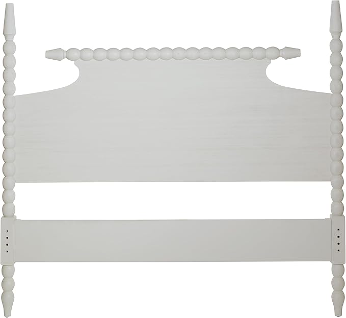 OSP Home Furnishings Spindle Design Cottage Style Headboard, 80.5W x 58.75H inches, Sandcastle Antique White Finish, King Size