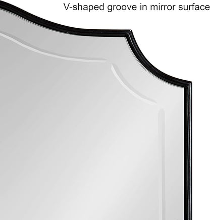 Kate and Laurel Hollyn Glam Scalloped Wall Mirror; 20 x 30; Black; Decorative Traditional Wall Decor with Elegant Frame and Soft Scallops