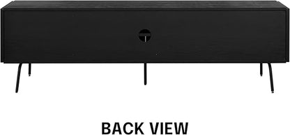 NTC Veil TV Stand with 4 Doors for TVs up to 75’’, Media Console with Vertical Groove Design and Metal Legs, Modern Entertainment Center for Living Room and Bedroom, Effortless Assembly, Burnt Black