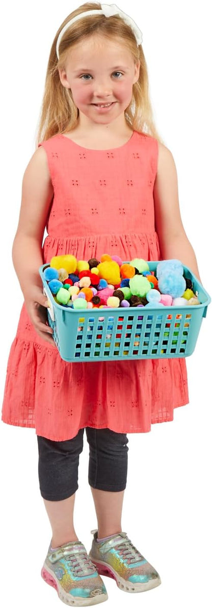Really Good Stuff Medium Plastic Book Baskets, 11" by 7.5" by 4.5" - 12 Pack, Water, Versatile Storage Solution for Classroom, Home and Office, Toy Storage, Multi-Purpose Organizer Basket