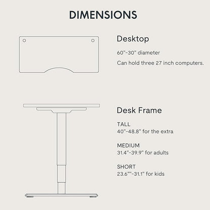 FlexiSpot E6 Bamboo 3-Stage Dual Motor 60 x 30 Electric Standing Desk Sit Stand Up Desk, Holds 220 lbs, Adjustable Height w/ Memory Presets, Solid Bamboo Curved Desktop & White Frame, Ships in 2 Boxes